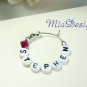 5 Personalized Name Swarovski Crystal Wine Glass Charms for Wedding or Party Favors