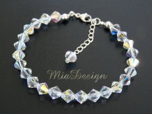 Swarovski Crystal Sterling Silver Bracelet - Bride / Bridesmaid / Birthday w/Birthstones