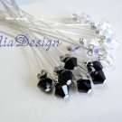 Swarovski Black & White Crystal Stem for Wedding Bouquet Flower / Cake Topper Decoration