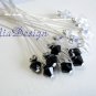 Swarovski Black & White Crystal Stem for Wedding Bouquet Flower / Cake Topper Decoration