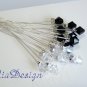 Swarovski Black & White Crystal Stem for Wedding Bouquet Flower / Cake Topper Decoration