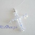 Swarovski Crystal Cross Floating Illusion Wedding Bridal or Bridesmaid Sterling Silver Necklace