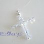 Swarovski Crystal Cross Floating Illusion Wedding Bridal or Bridesmaid Sterling Silver Necklace