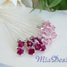 Swarovski Red Crystal Stem for Wedding Bouquet Flower / Cake Topper Decoration