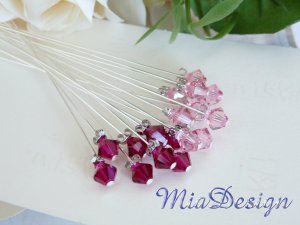 Swarovski Red Crystal Stem for Wedding Bouquet Flower / Cake Topper Decoration
