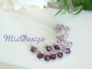 Swarovski Purple Crystal Stem for Wedding Bouquet Flower / Cake Topper Decoration
