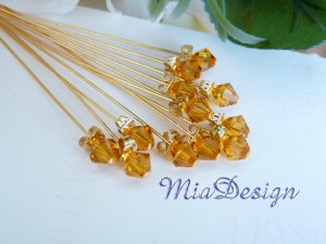 Swarovski Topaz Crystal Stem for Wedding Bouquet Flower / Cake Topper Decoration