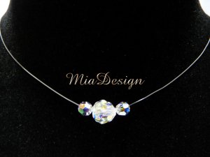 Swarovski Crystal Simple Floating Illusion Wedding Bridal / Bridesmaid Necklace Choker