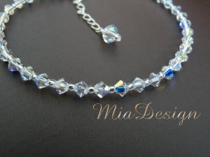 Swarovski Crystal Sterling Silver Anklet - Bride / Bridesmaid / Birthday / Wedding