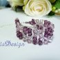 Swarovski Crystal 925 Sterling Silver Cuff Bracelet for Wedding Bride or Gift to Bridesmaid - Purple