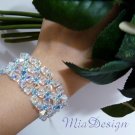 Swarovski Crystal 925 Sterling Silver Cuff Bracelet for Bride / Bridesmaid Something Blue