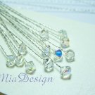 12 Swarovski 6mm Clear AB Crystal 8" Stems Wedding Flower Bouquet Centerpieces Decoration