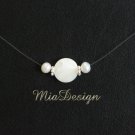 Freshwater Pearl & Mother of Pearl Floating Necklace for Wedding Bride or Gift to Bridesmaid