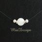 Freshwater Pearl & Mother of Pearl Floating Necklace for Wedding Bride or Gift to Bridesmaid