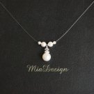 Swarovski Crystal and Pearl Simple Floating Illusion Wedding Bridal / Bridesmaid Necklace Choker