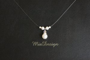 Swarovski Crystal and Pearl Simple Floating Illusion Wedding Bridal / Bridesmaid Necklace Choker