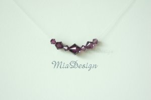 Swarovski Crystal Floating Illusion Bridal Necklace Choker for Wedding Bride Bridesmaid - Purple