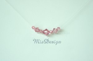Swarovski Crystal Floating Illusion Bridal Necklace Choker for Wedding Bride Bridesmaid - Pink