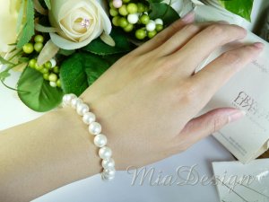 Swarovski Crystal Pearl Sterling Silver Bridal Bracelet for Wedding Bride or Gift to Bridesmaid