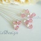 Swarovski Light Rose Crystal Stem for Wedding Bouquet Flower / Cake Topper Decoration
