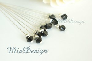 Swarovski 6mm Crystal Stem Wedding Bouquet Flower Pick Cake Topper Centrepiece Decoration Black