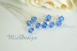 Swarovski 6mm Crystal Stem Wedding Bouquet Flower Pick Cake Topper Centrepiece Decoration Blue
