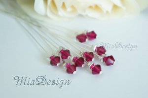 Swarovski 6mm Crystal Stem Wedding Bouquet Flower Pick Cake Topper Centrepiece Decoration Red