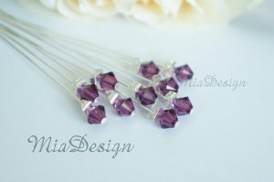 Swarovski 6mm Crystal Stem Wedding Bouquet Flower Pick Cake Topper Centrepiece Decoration Purple