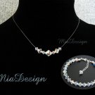 Swarovski Crystal Floating Illusion Necklace Bracelet Bridal Set Bride Bridesmaid Sterling Silver