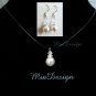 Swarovski Crystal & Pearl Floating Illusion Bridal Necklace Earrings Set Bridesmaid Sterling Silver