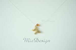 Swarovski Crystal Floating Illusion Golden Butterfly Bridal Necklace Bride Gift to Bridesmaid