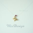 Swarovski Crystal Floating Illusion Golden Butterfly Bridal Necklace Gift to Bridesmaid - Ruby Red