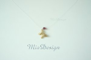 Swarovski Crystal Floating Illusion Golden Butterfly Bridal Necklace Gift to Bridesmaid - Ruby Red