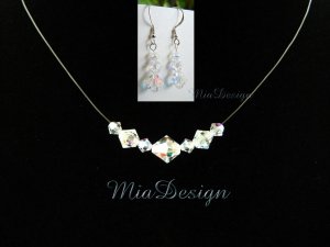 Swarovski Crystal Floating Illusion Necklace & Earrings Bridal Set Bride / Gift to Bridesmaid