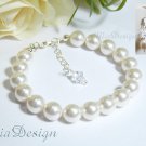 Swarovski Crystal & Pearl Wedding Bridal Bracelet Earrings Set / Bridesmaid Gift- Sterling Silver
