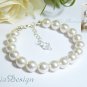 Swarovski Crystal & Pearl Wedding Bridal Bracelet Earrings Set / Bridesmaid Gift- Sterling Silver