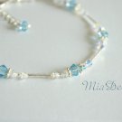 Swarovski Crystal Sterling Silver Bridal Anklet Wedding Bride / Gift to Bridesmaid - Something Blue