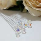 10 pcs 8mm Round Swarovski Clear AB Crystal Stems Wedding Bouquet Floral Pick Centerpieces Table