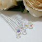 10 pcs 8mm Round Swarovski Clear AB Crystal Stems Wedding Bouquet Floral Pick Centerpieces Table