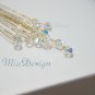 12 Swarovski 6mm Clear AB Crystal 8" Golden Stems Wedding Flower Bouquet Centerpieces Decoration