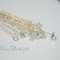 12 Swarovski 6mm Clear AB Crystal 8" Golden Stems Wedding Flower Bouquet Centerpieces Decoration