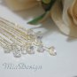 12 Swarovski 6mm Clear AB Crystal 8" Golden Stems Wedding Flower Bouquet Centerpieces Decoration