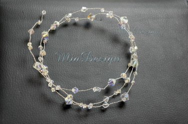 Long 32" Single Strand Bridal Hair Vine Swarovski Clear ab Crystal Wedding Bride or Bridesmaids