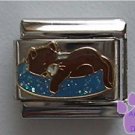 Brown cat napping on blue glitter bed Italian Charm