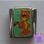 Orange cat on green glitter Italian Charm