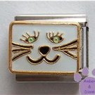 White cat face with green eyes Italian Charm