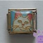 White cat face on blue background Italian Charm