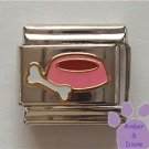 Pink Dog Bowl and Doggie Bone Italian Charm