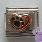 Red Heart with Golden Pawprint Italian Charm - Love your Dog