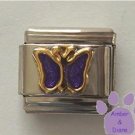 Amethyst Purple Glitter Butterfly Italian Charm for February